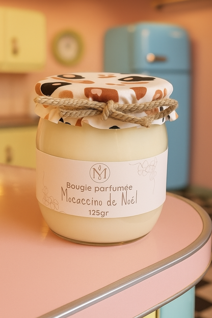 Bougie "Mocaccino" en pot de verre recycle
