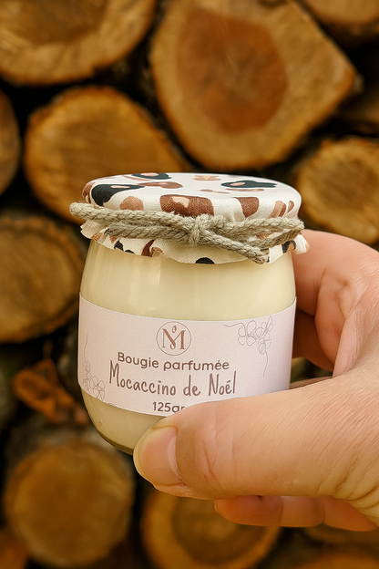 Bougie "Mocaccino" en pot de verre recycle