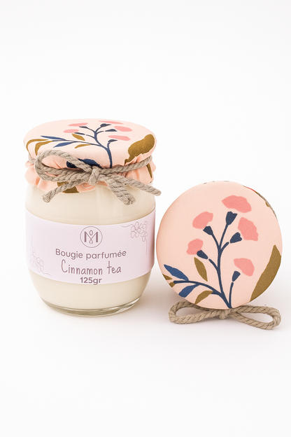 Bougie "Cinnamon tea" en pot de verre recyclé