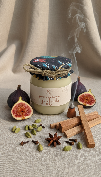 Bougie "Figue et santal" en pot de verre recyclé