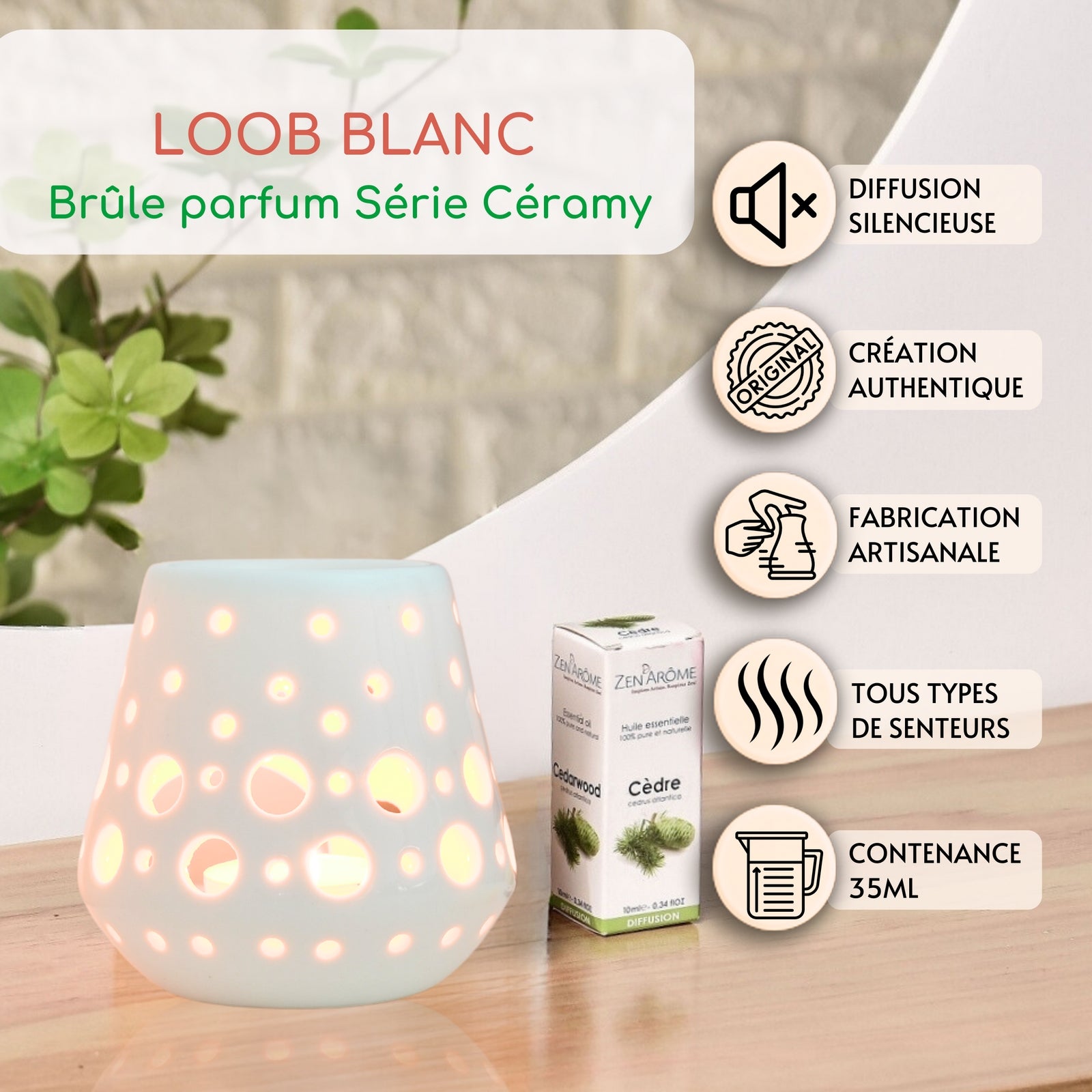 Brûle parfum LOOB Blanc fait main