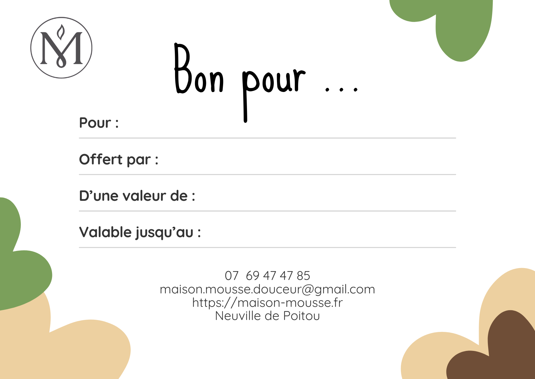 Carte Cadeau Maison Mousse