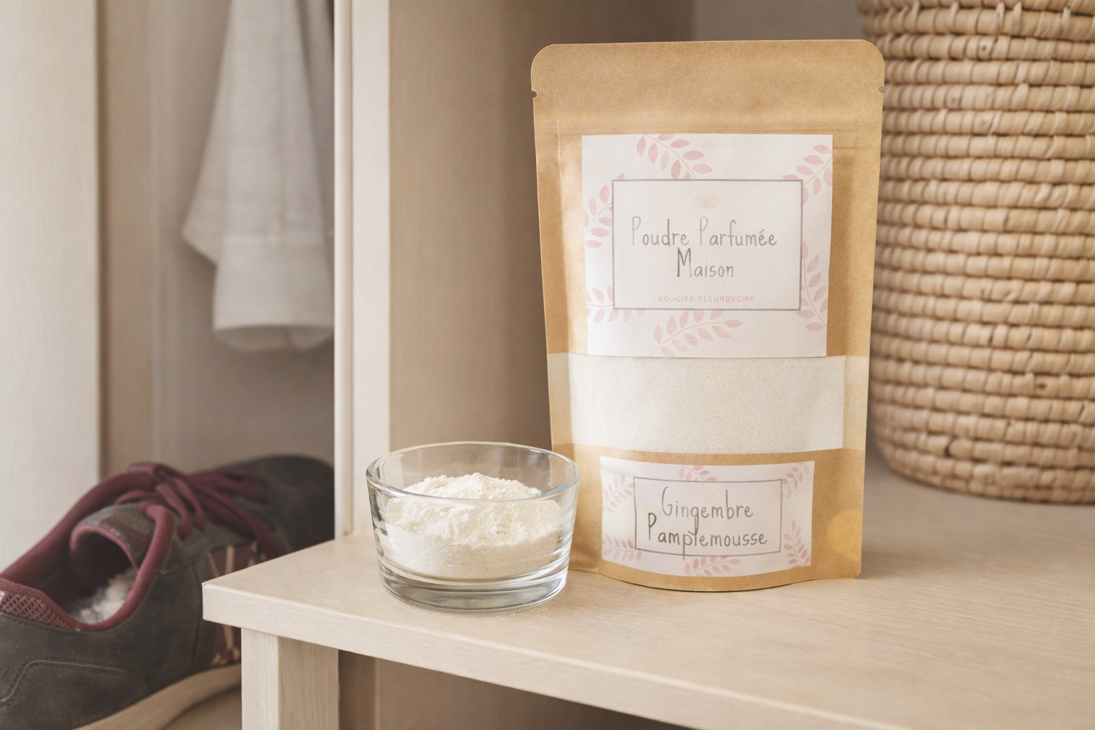 Poudre parfumée artisanale, gingembre et pamplemousse