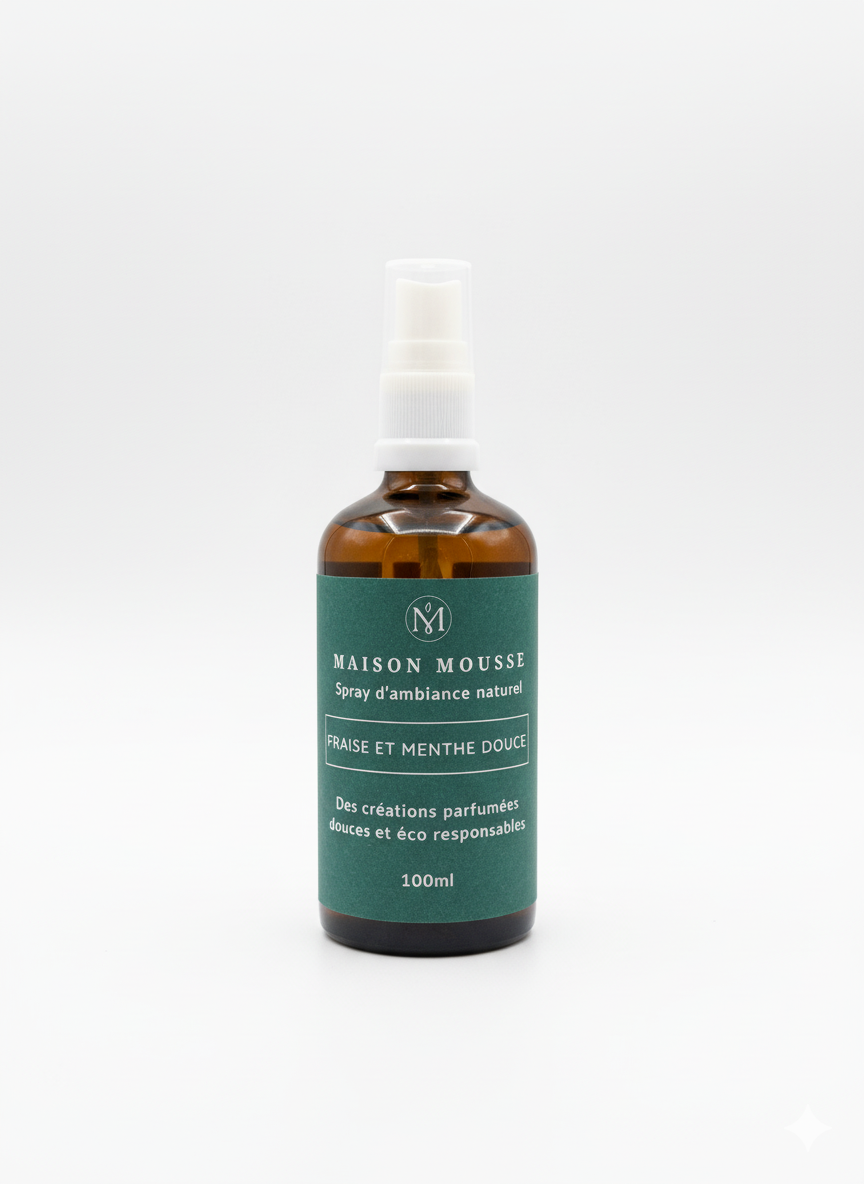Spray maison mousse fraise et menthe douce