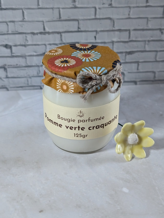 bougie parfumée upcycle pomme verte craquante maison-mousse