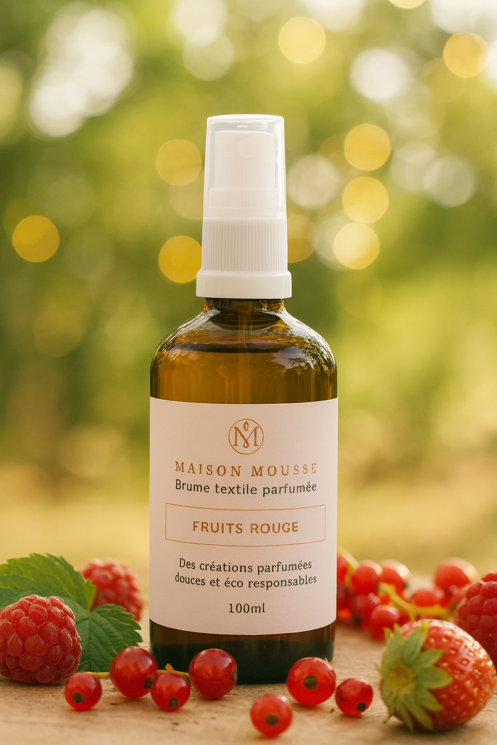 Brume textile sans alcool, fruits rouge