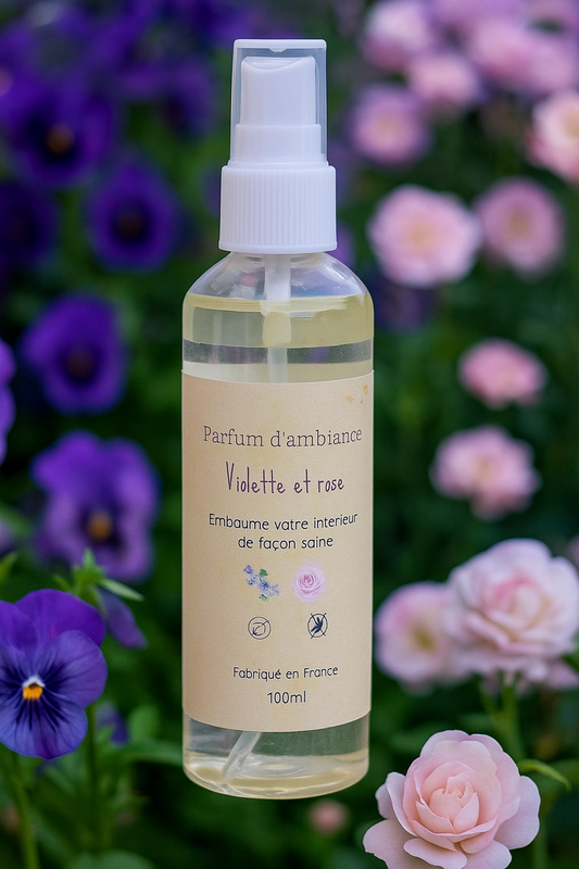 parfum d'ambiance violette et rose maison-mousse